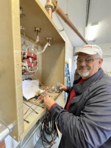 Pete works on the transfer switch